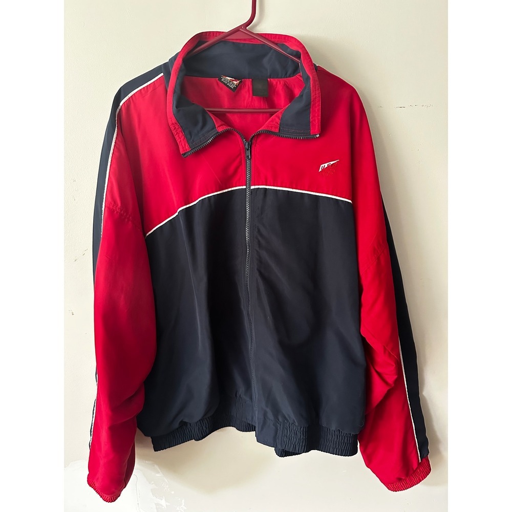 Vintage USA Olympic Team Windbreaker Jacket Red Navy Blue XXL Sports Full Zip
